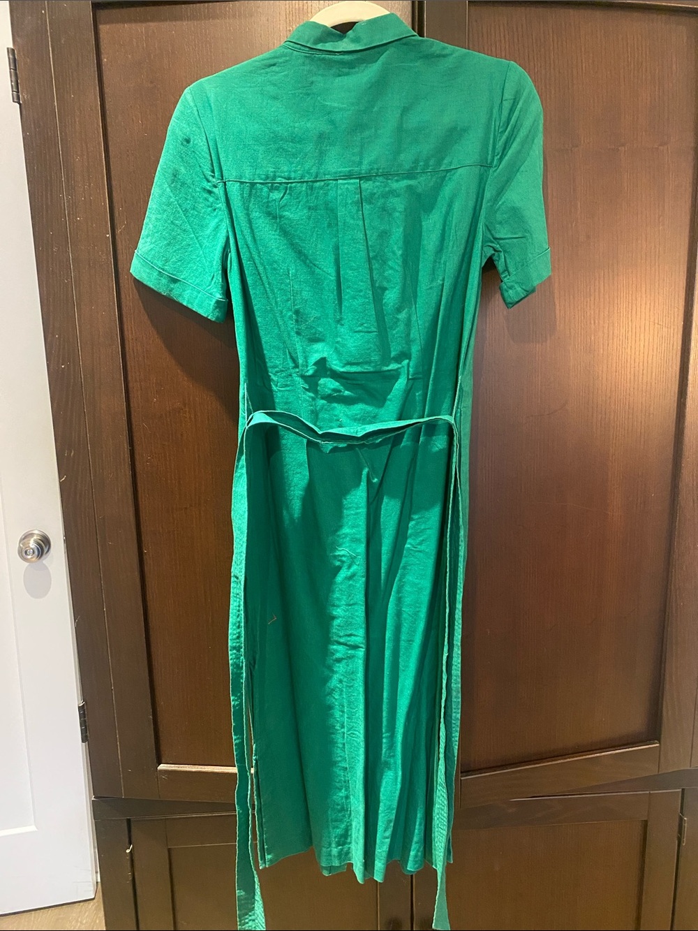 Boden Green Button-Front / Tie Midi Shirt Dress - Size 4 NWT - Picture 3 of 7